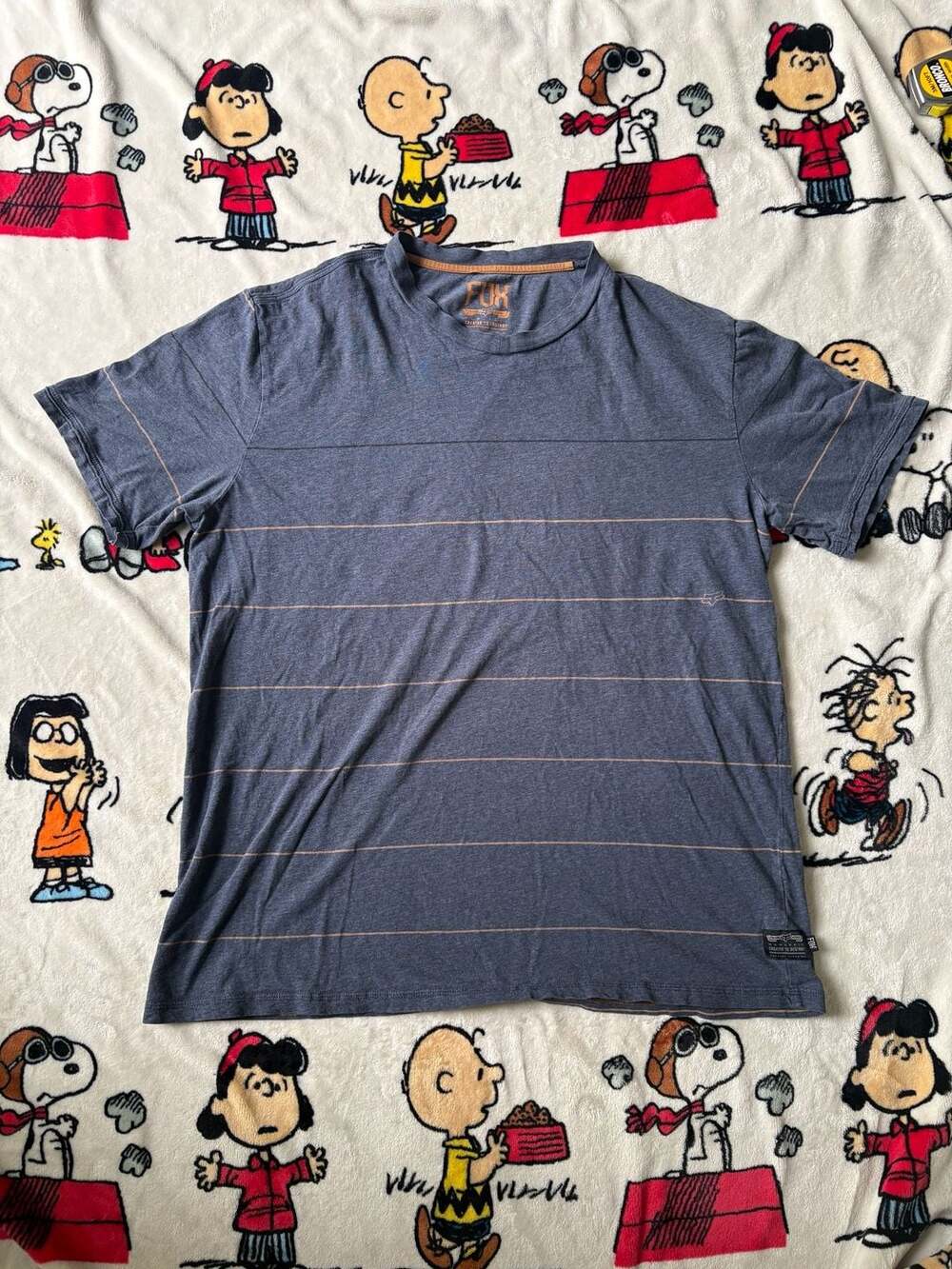 Fox Racing Striped T-Shirt Size XL Blue Slim Fit